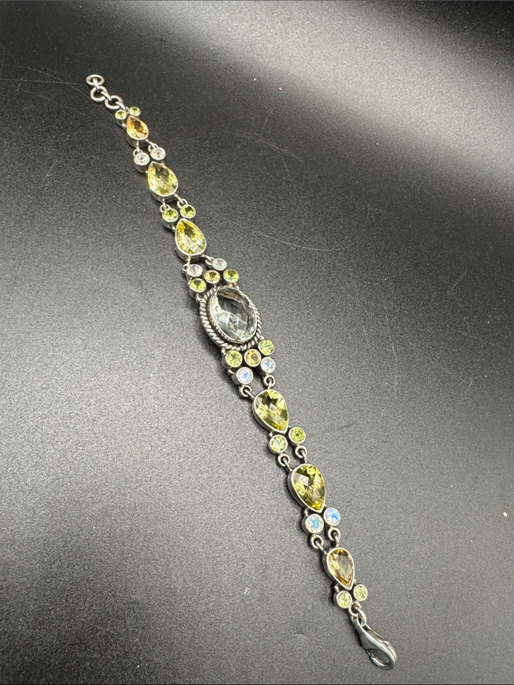 Sterling Silver Nicky Butler Multi-Gem Yellow and Blue Teardrop Bracelet